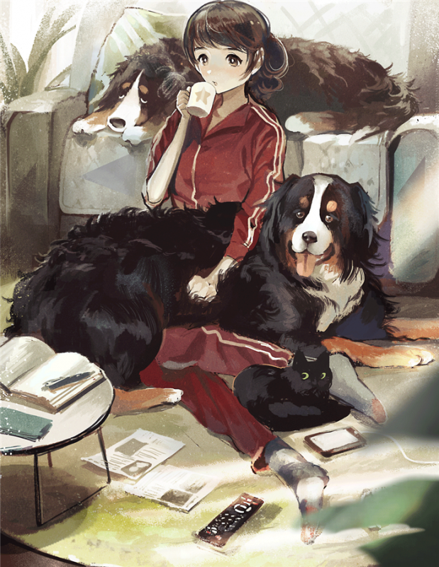 动漫美图：二次元美少女和她们的“萌宠”，柴犬笑容治愈人心-10.jpg