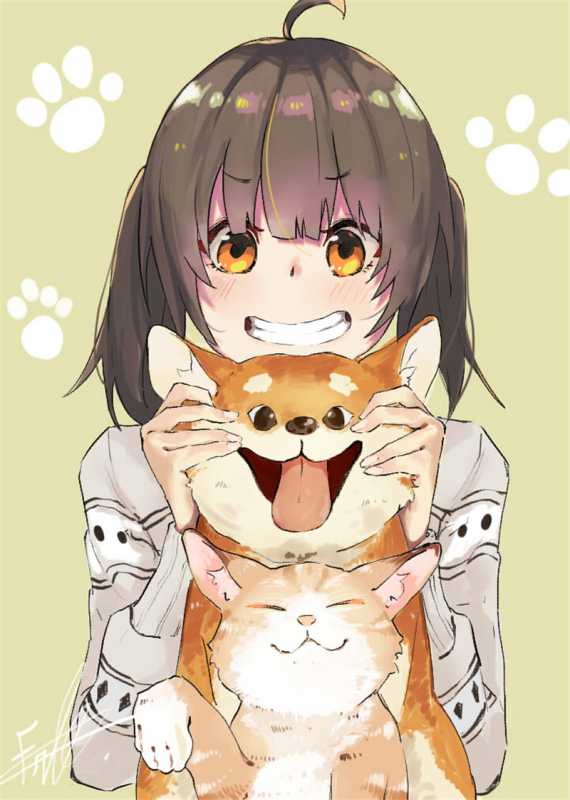 动漫美图：二次元美少女和她们的“萌宠”，柴犬笑容治愈人心-12.jpg
