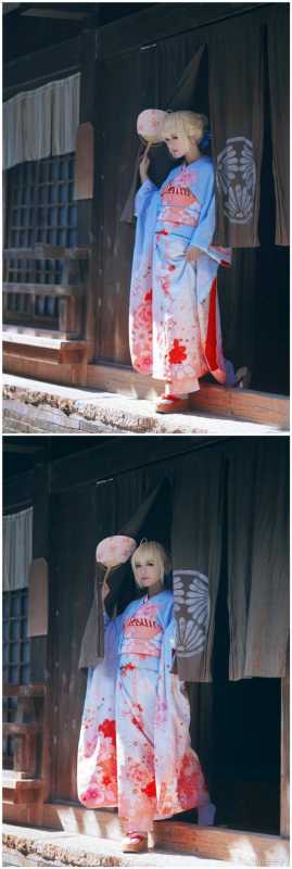 Fate唯美和煦吾王cos，Saber晴着和服端庄优雅-6.jpg