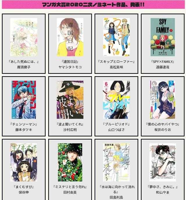 日本2020年漫画大奖公布，12部作品被提名，却无一部动画化-2.jpg