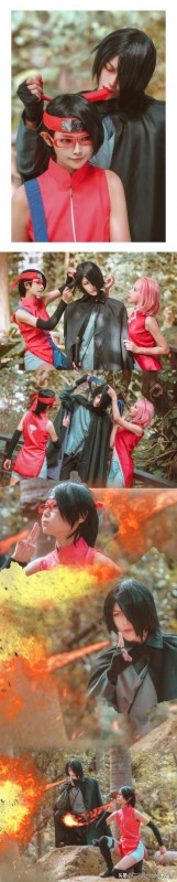 《火影忍者》宇智波佐助，春野樱一家cos，三人好帅又好甜啊-4.jpg