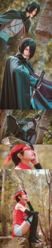 《火影忍者》宇智波佐助，春野樱一家cos，三人好帅又好甜啊-8.jpg