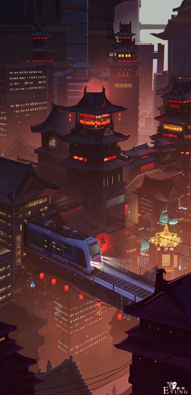 来自国内插画师的一组非常壮观的科幻场景插画！很有想象力的作品-10.jpg