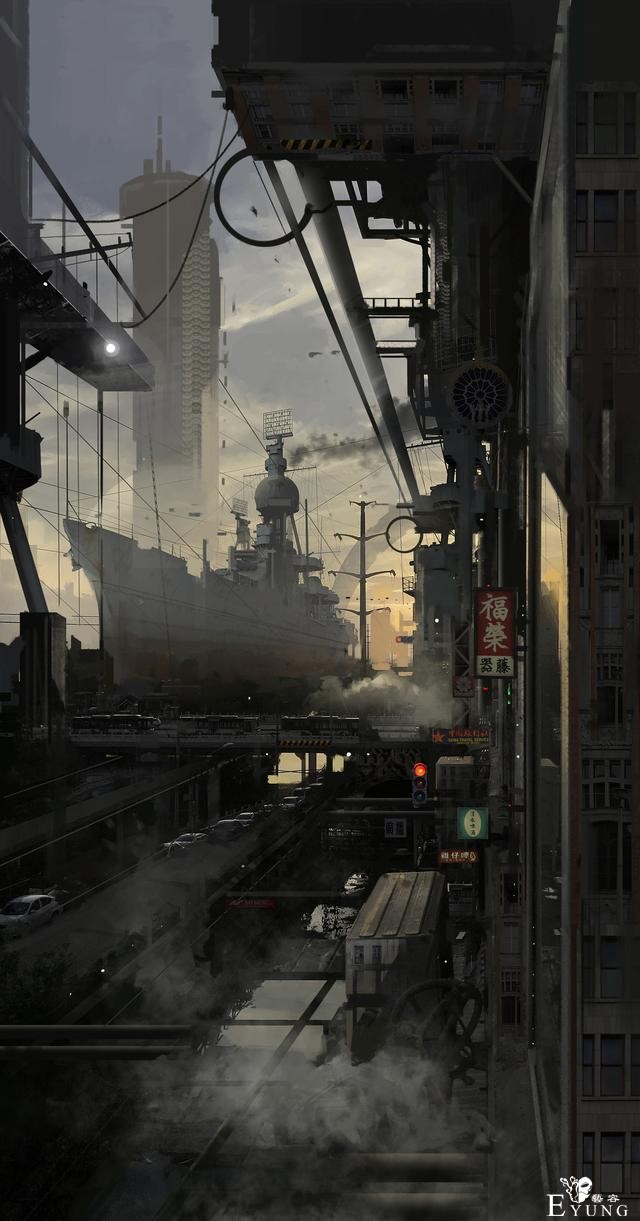 来自国内插画师的一组非常壮观的科幻场景插画！很有想象力的作品-22.jpg