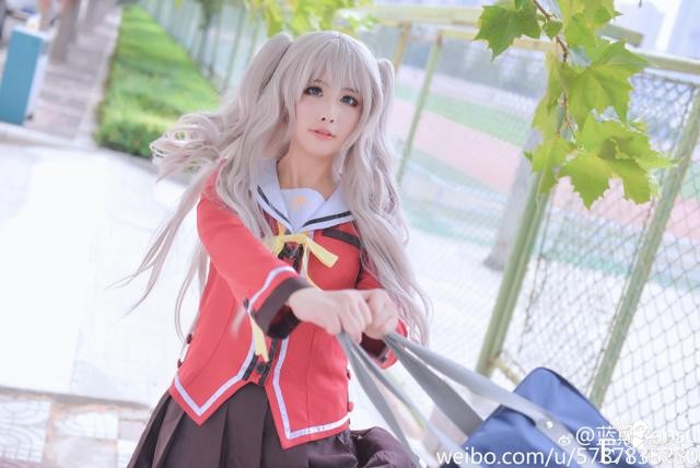 《夏洛特》友利奈绪cos，双马尾可爱元气制服萝莉！-3.jpg