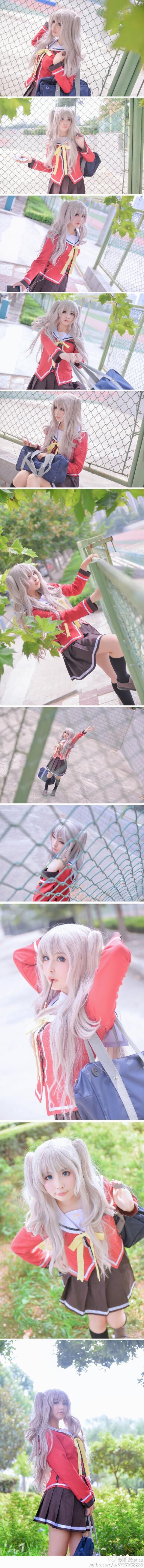 《夏洛特》友利奈绪cos，双马尾可爱元气制服萝莉！-9.jpg
