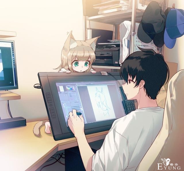 那只火遍动漫圈的猫耳娘原型曝光！真的是作者家养的猫-2.jpg