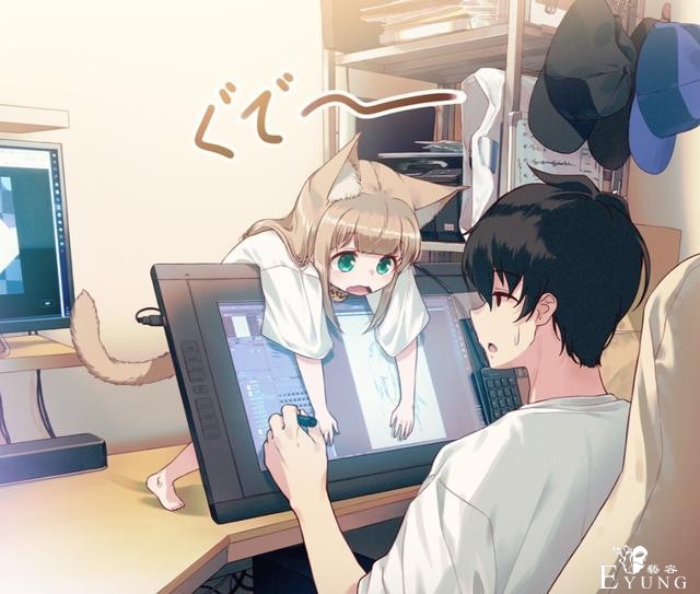 那只火遍动漫圈的猫耳娘原型曝光！真的是作者家养的猫-1.jpg