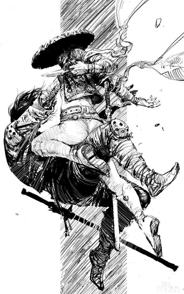 谁说动漫线稿不能精彩！来看看这组很体现画技的精彩黑白线稿作品-10.jpg