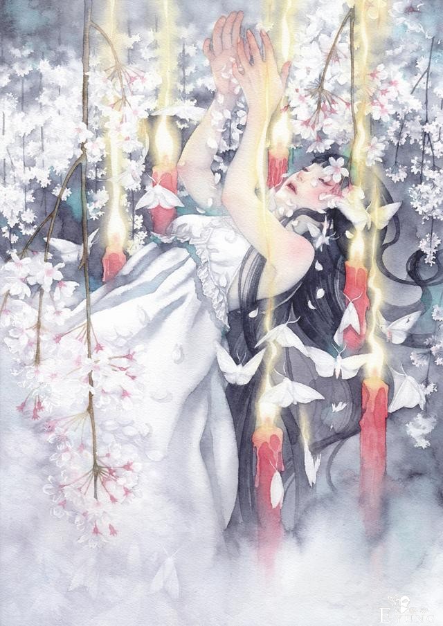 日本插画师“朱华”手绘水彩人物插画欣赏！画面唯美十分有艺术感-5.jpg