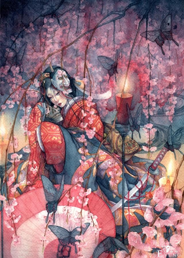 日本插画师“朱华”手绘水彩人物插画欣赏！画面唯美十分有艺术感-18.jpg