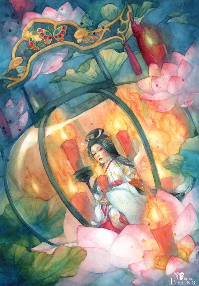 日本插画师“朱华”手绘水彩人物插画欣赏！画面唯美十分有艺术感-20.jpg