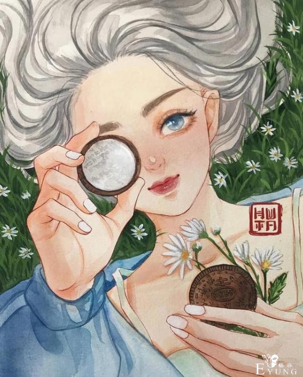韩国画师把奥利奥画成美少女，三种口味对应三个萌妹子-1.jpg