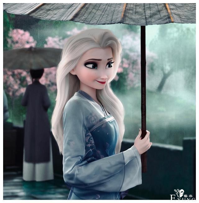 艾莎女王也玩变装秀，JK制服太惊艳，汉服像仙子一般-2.jpg