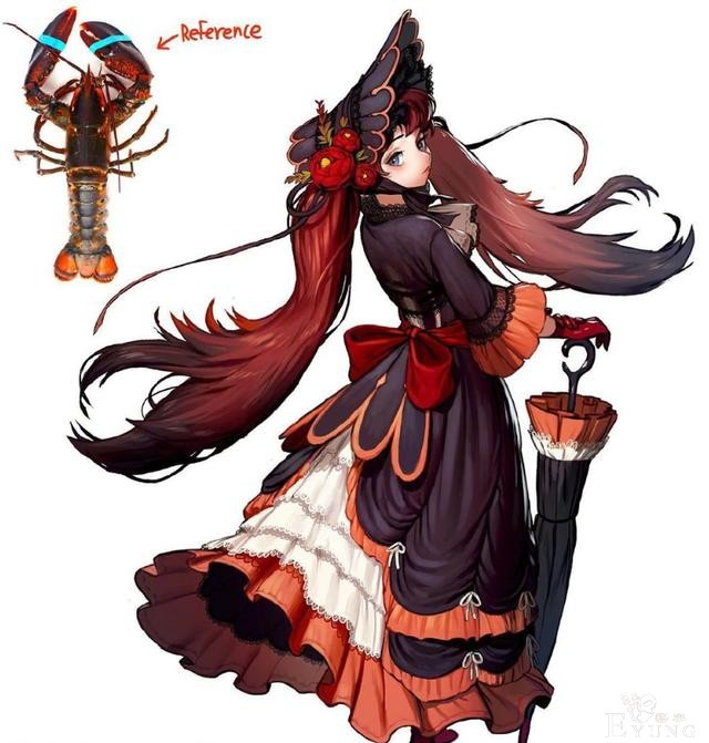 画师笔下果然万物皆可拟人化，龙虾妹子好可爱，扑棱蛾子也变美女-1.jpg