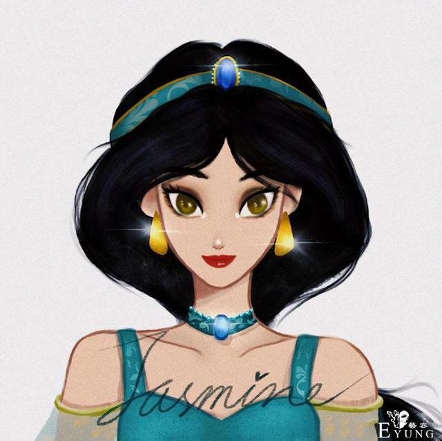 迪士尼公主也拍证件照？白雪公主和木兰像姐妹，美人鱼头发抢镜-3.jpg