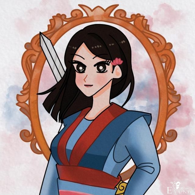当迪士尼公主变成蜡笔小新画风，艾莎女王太可爱，最帅的当属木兰-7.jpg