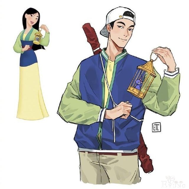 迪士尼公主也玩性别转换，木兰化身运动帅哥，艾莎女王像服务员-2.jpg