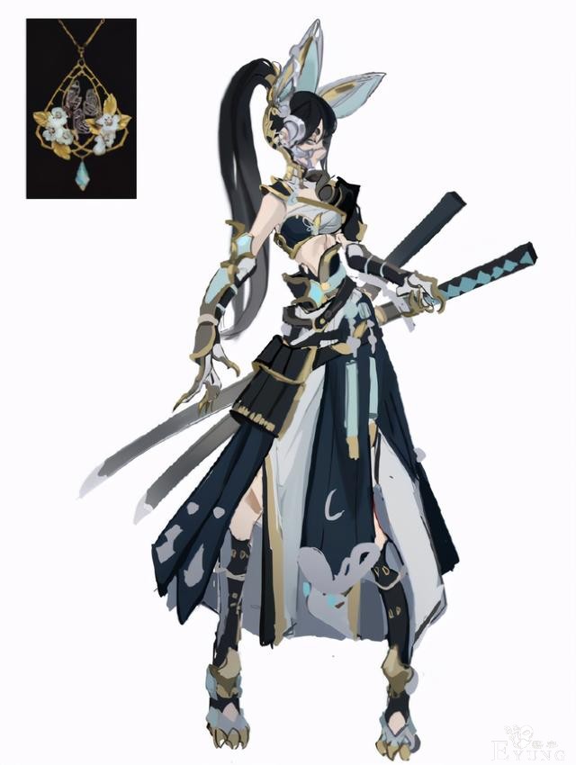 国人画师也玩饰品拟人，项链变成武士小姐姐，吊坠变御姐-1.jpg
