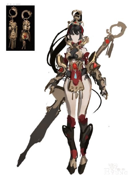 国人画师也玩饰品拟人，项链变成武士小姐姐，吊坠变御姐-2.jpg