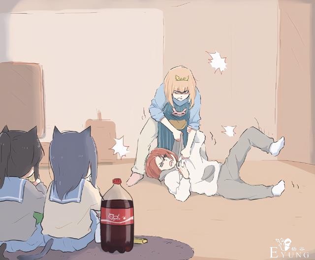 上厕所被猫咪围观，画师大佬把这个场景用动漫的方式画了下来-5.jpg