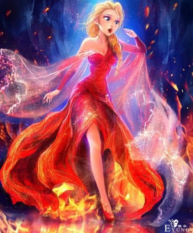当冰属性的艾莎女王变个属性，火属性火辣迷人，黑暗风霸气十足-2.jpg