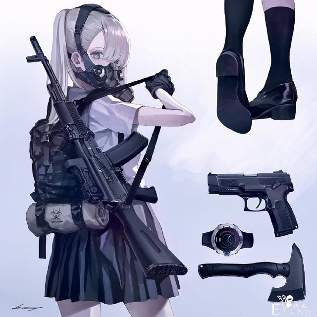 枪我所欲也，美少女亦我所欲也，这位画师把二者合二为一，太萌了-1.jpg