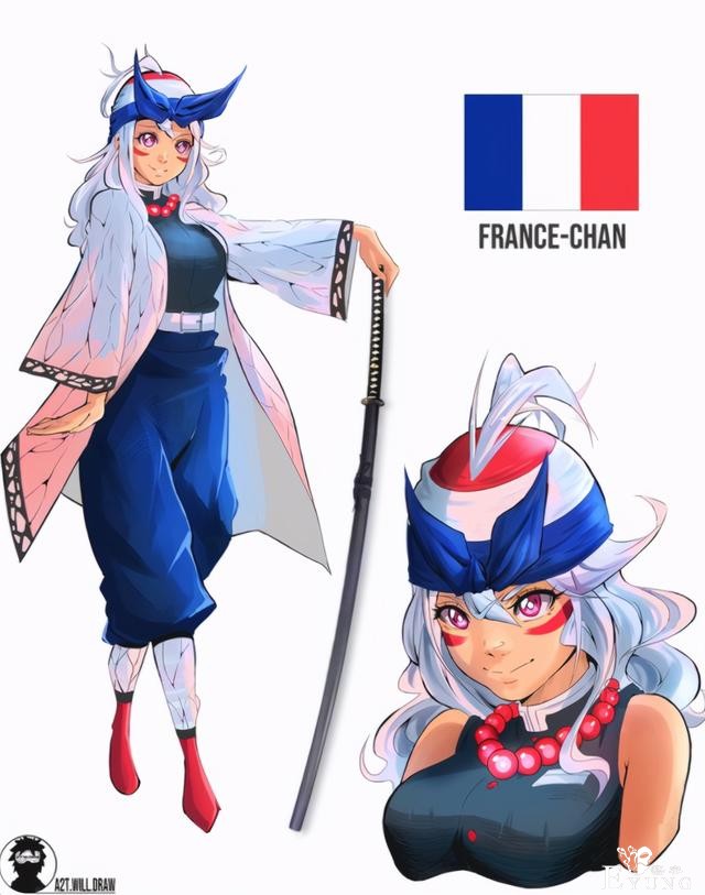 画师把国家拟人成战斗少女，英国化身枪兵，日本变成阴阳师-3.jpg