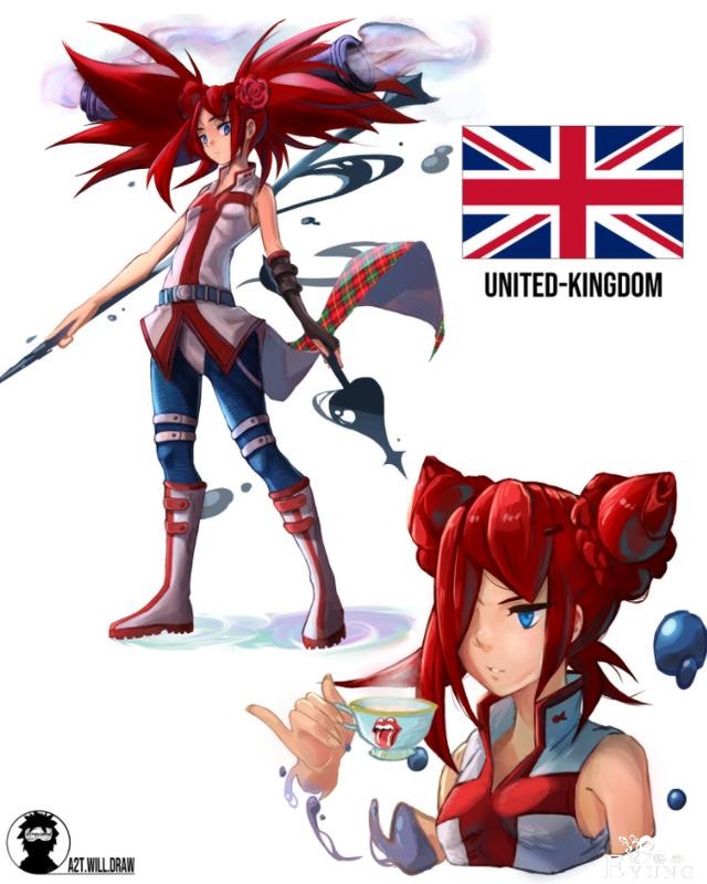 画师把国家拟人成战斗少女，英国化身枪兵，日本变成阴阳师-1.jpg