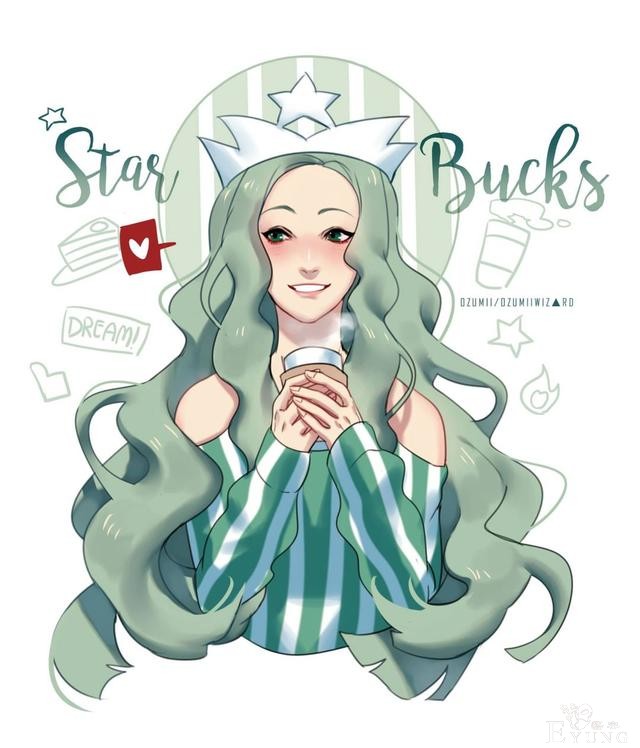画师将洋快餐拟人化，星巴克化身女神，麦当劳的CP不是肯德基-1.jpg