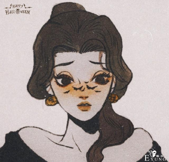 迪士尼公主画上鬼怪妆，艾莎女王好俏皮，爱丽儿扮小丑-3.jpg