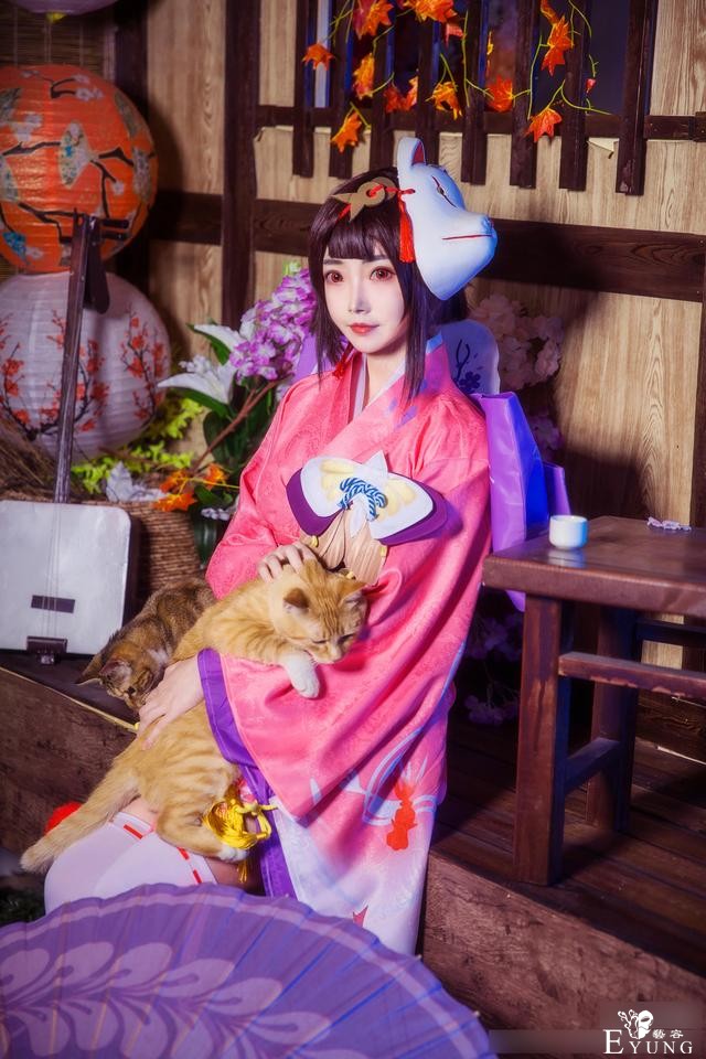 国人可爱萌妹COS《阴阳师》神乐！只有二次元才有这么大的眼睛吧-7.jpg