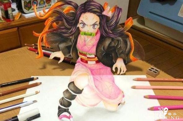 大佬绘制3D版祢豆子，远看像手办，本手残知道原理也画不出来-1.jpg