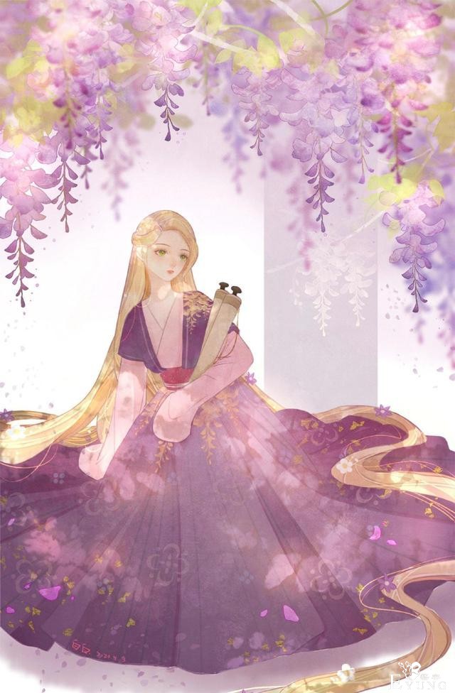 迪士尼公主又穿汉服啦，白雪公主的团扇好可爱，艾莎举着小伞-3.jpg