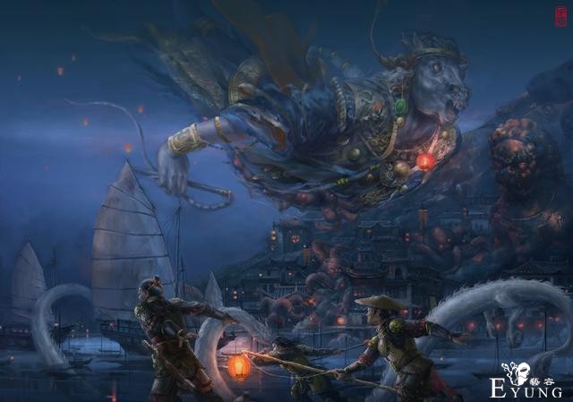 国人插画大佬绘制的古风神话题材插画作品！画风厚重画面非常震撼-16.jpg