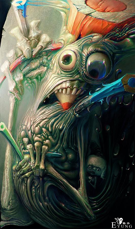 变异生物还是虫子成精了？俄罗斯画师这组插画有种说不出的诡异-6.jpg