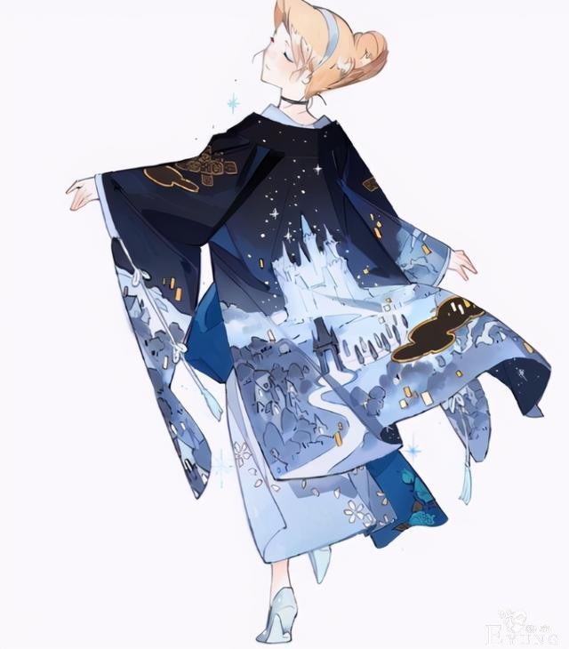 当迪士尼公主换上和服，贝儿换上黄杉，艾莎女王居然穿青衣？-4.jpg