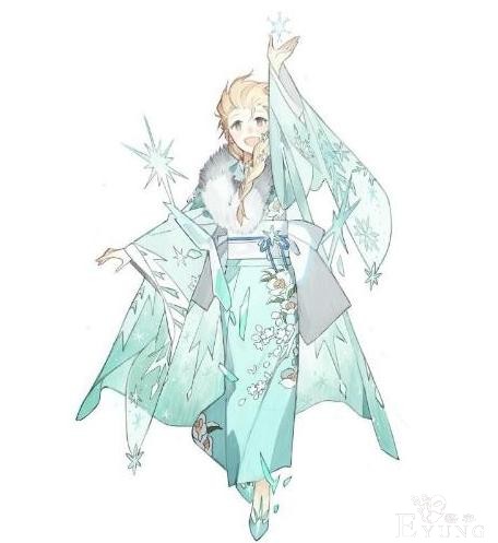 当迪士尼公主换上和服，贝儿换上黄杉，艾莎女王居然穿青衣？-7.jpg