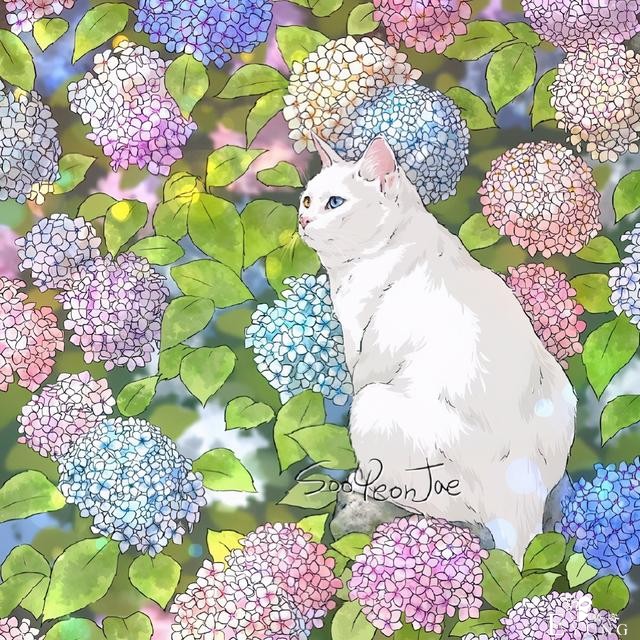 当猫咪遇上大自然，这位画师绘制的图好治愈-4.jpg