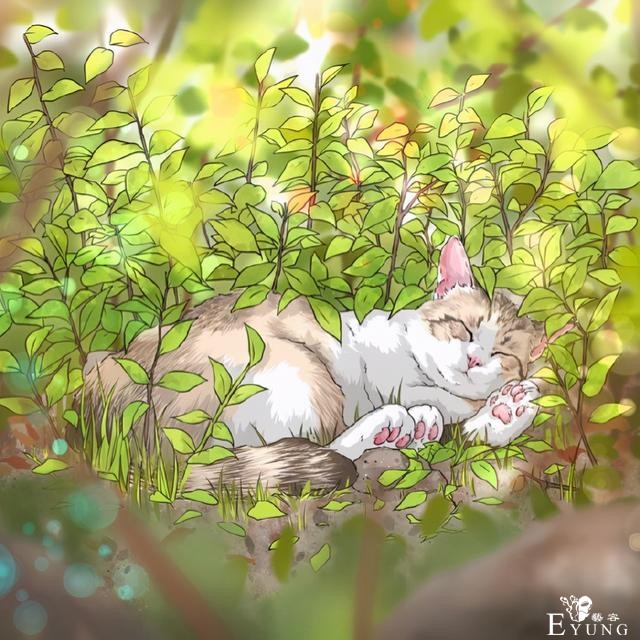 当猫咪遇上大自然，这位画师绘制的图好治愈-2.jpg