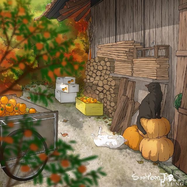 当猫咪遇上大自然，这位画师绘制的图好治愈-5.jpg