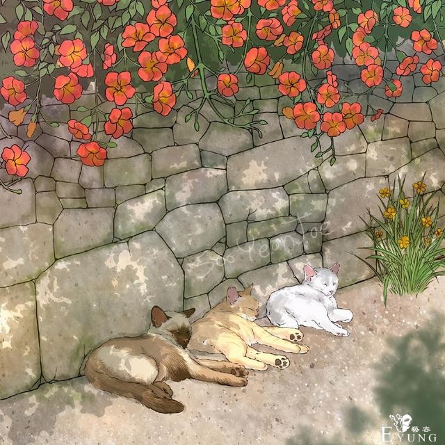 当猫咪遇上大自然，这位画师绘制的图好治愈-7.jpg