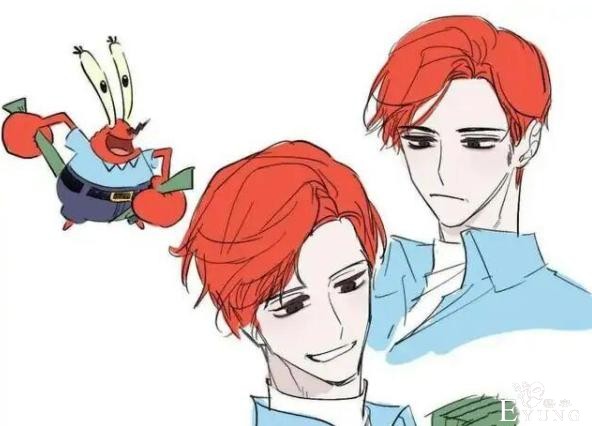 画师将海绵宝宝拟人，章鱼哥这颜值也太帅了，蟹老板女儿一头金发-7.jpg