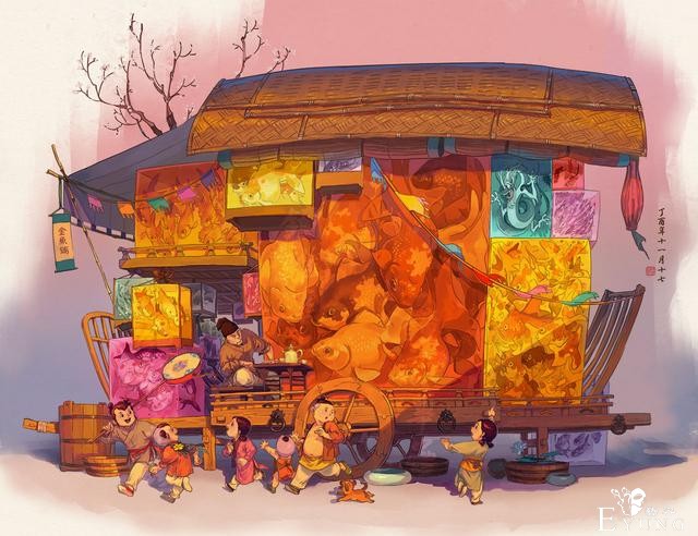 国人画师一组很有国风特色的卡通插画作品！造型可爱充满民俗元素-6.jpg