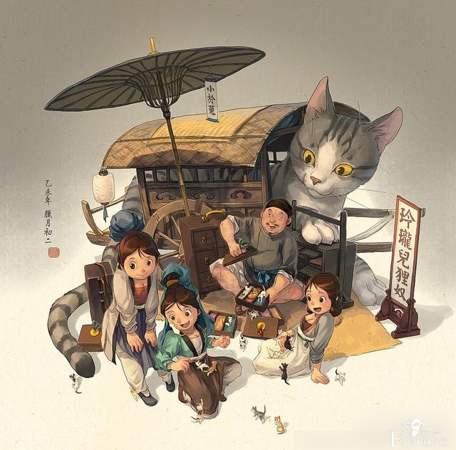 国人画师一组很有国风特色的卡通插画作品！造型可爱充满民俗元素-8.jpg