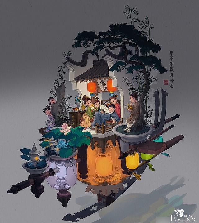 国人画师一组很有国风特色的卡通插画作品！造型可爱充满民俗元素-13.jpg