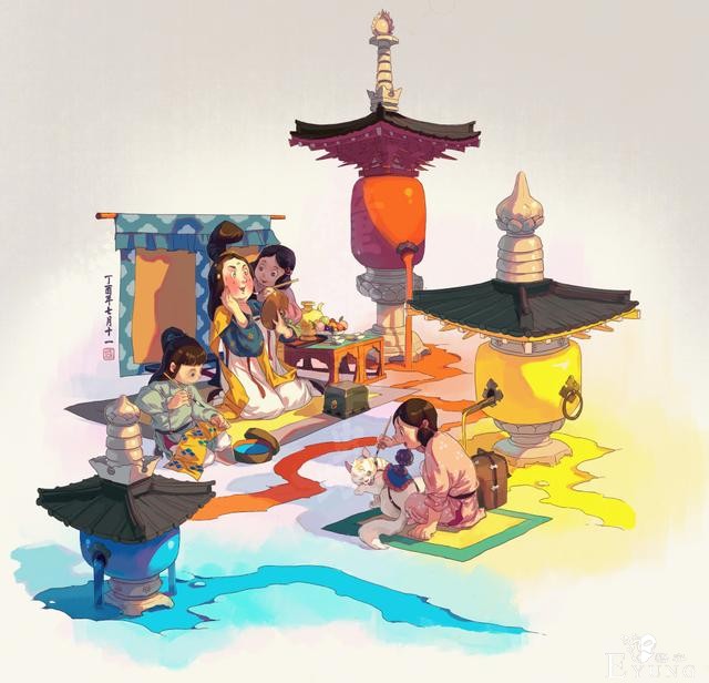 国人画师一组很有国风特色的卡通插画作品！造型可爱充满民俗元素-10.jpg