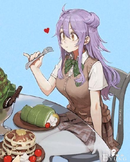 画师大佬笔下的大胃王少女，那饭量是真的大，看她们吃东西都下饭-4.jpg