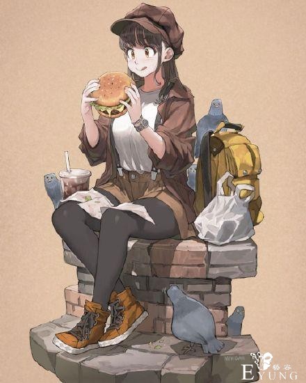 画师大佬笔下的大胃王少女，那饭量是真的大，看她们吃东西都下饭-5.jpg