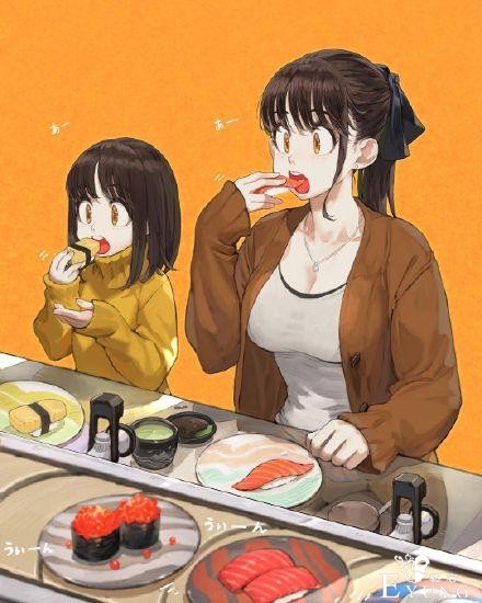 画师大佬笔下的大胃王少女，那饭量是真的大，看她们吃东西都下饭-8.jpg
